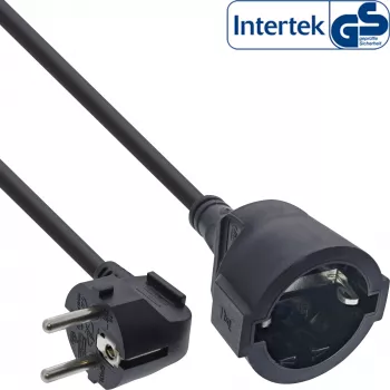 InLine forlængerkabel type F vinklet, sort, 20 m