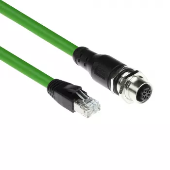 ACT Industrial 3,00 meter sensorkabel M12D 4-polet hunstik kabinet til RJ45-stik, Superflex Xtreme TPE-kabel, skærmet