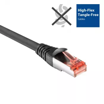 ACT sort 2 meter CAT6A U/FTP PVC ekstra fleksibelt, snagless-patchkabel med støbt knækbeskyttelse og RJ45-stik