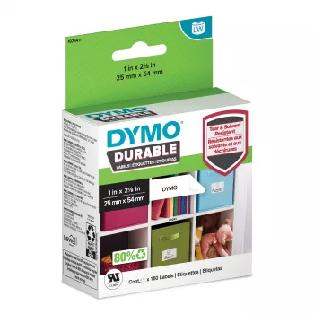 DYMO Original LabelWriter Durable Labels | 25 mm x 54 mm | hvid poly | 160 selvklæbende etiketter | høj ydeevne | til LabelWriter-etiketprintere