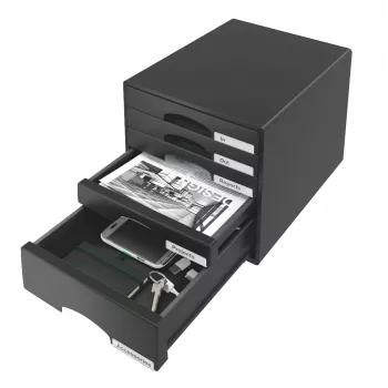 Leitz Drawer cabinet Plus 5-drawer, 5 drawer(s), Plastic, Black, 287 x 363 x 270 mm