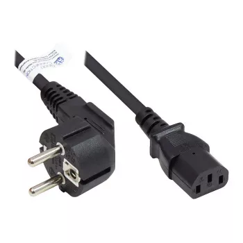 Netkabel Schutzkontakt-stik Type E+F (CEE 7/7, vinklet) til C13 (lige), sort, 1,00 mm², 5 m, Good Connections® (P0130-S050)