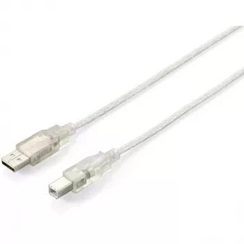 Equip - USB-kabel - USB (M) til USB Type B (M) - USB2.0 - 5,0m - transparent sølv (128652)