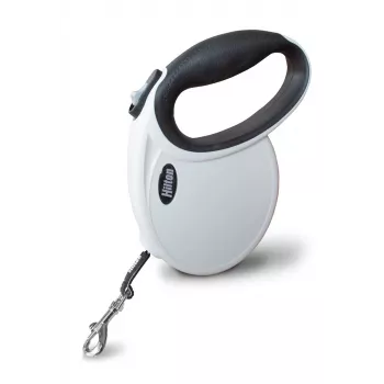 Hilton Smart Dog Tape M automatisk hundesnor — 4 m, til hunde op til 20 kg, hvid-sort