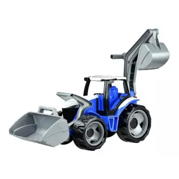 Lena GIGA TRUCKS traktor med frontlæsser, traktor, 3 år, plastik, blå, grå, hvid