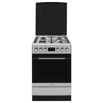 Amica 57GEH2.33HZpTaXx gas-el-fritstående komfur, 4 blus, 62 l ovn, varmluft, 50 cm, inox