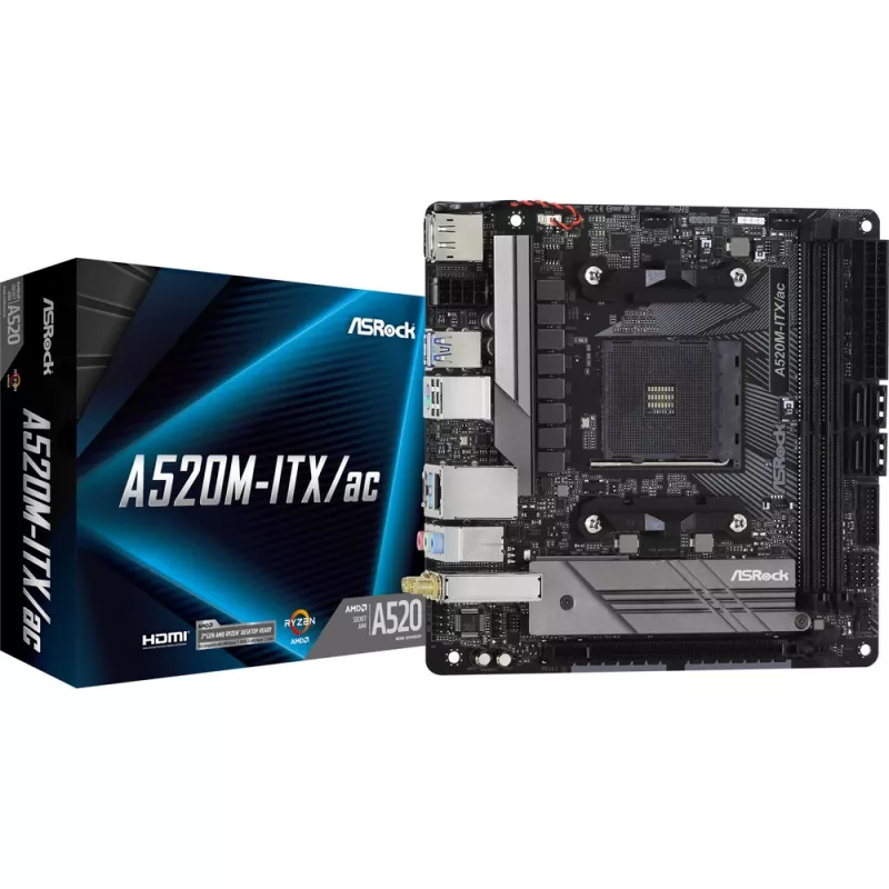 Bundkort ASRock A520M-ITX/ac Socket AM4 Mini-ITX