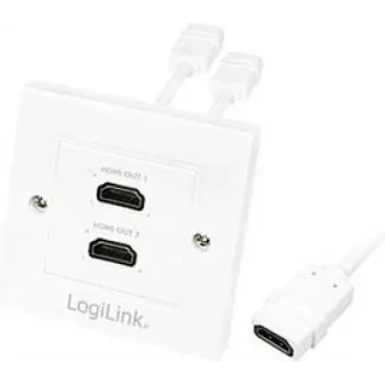 LogiLink AH0015 HDMI-stikdåse, indbygning, 2 porte, hvid
