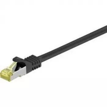 Wentronic Goobay Cat.7 rå kabel patchkabel, S/FTP (PiMF), sort, 0,5 m - LSZH halogenfri, kobber, RJ45-stik (91581)