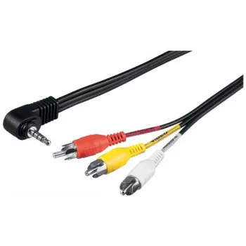 Wentronic Goobay 3,5 mm jack/RCA-adapterkabel, 1,5 m – 3,5 mm jackstik (4-polet, stereo) 90° > 3x RCA-stik (50209)