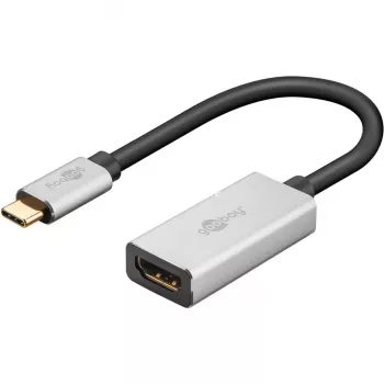 Wentronic 60194 video-kabeladapter 0,15 m USB Type-C HDMI sort - sølv (60194)