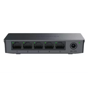 Grandstream GWN7700 Layer 2 unmanaged switch 5x Gigabit-porte 10Gbps switching capacity 802.1p QoS sort desktop/vægmontering 5VDC