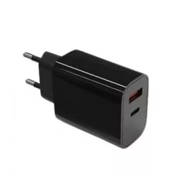 Vægoplader 2x3A USB-C + USB-A Power Delivery sort