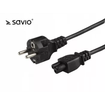 Netkabel SAVIO CL-67 1,2 m H03VV-F 3×0,75 mm² IEC C til CEE7/7 sort
