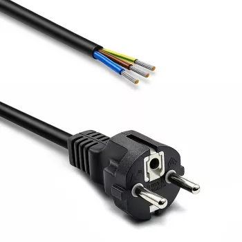 QOLTEC SCHUKO CEE strømkabel Cu afisoleret og forlodet 1,5m sort