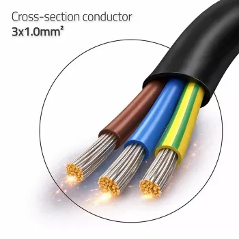 QOLTEC SCHUKO CEE strømkabel Cu afisoleret og forlodet 1,5m sort