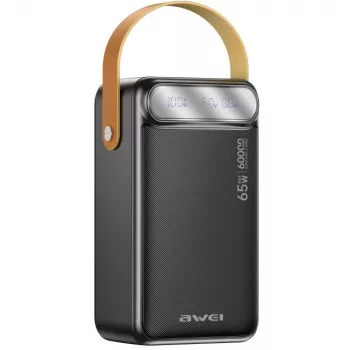 AWEI PA-82 Powerbank 60000mAh 65W PD 2xUSB-A/USB-C sort