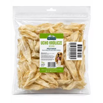 PETITTO Rabbit Ear Chew for Dogs - Fur-Free, 1 kg