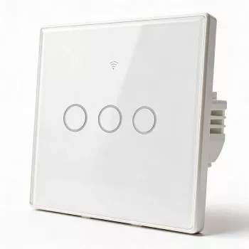 Qoltec Smart Touch lyskontakt 3-fag Wi-Fi timer Tuya hvid