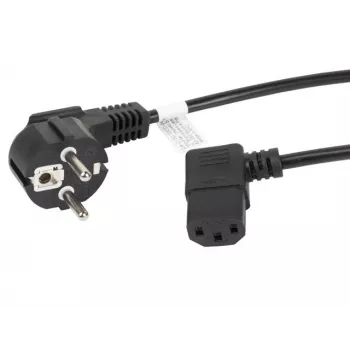 LANBERG CA-C13C-12CC-0030-BK 3m vinklet Schuko til IEC C13 netkabel, H05VV-F 3G1.0, VDE, sort