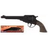 PULIO cowboy-revolver metal 8-skuds knallertpistol - sort/sølv med brune greb