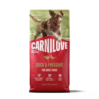CARNILOVE ACTIVE hundetørfoder med and & fasan til voksne hunde af alle racer 12 kg