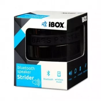 IBOX højttaler STRIDER Bluetooth bærbar trådløs højttaler med FM-radio, håndfri funktion, 5W RMS, 3,5mm AUX, USB, MicroSD, sort