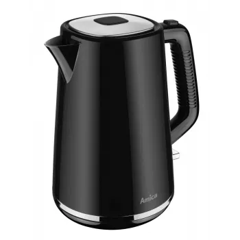 AMICA elkedel 1,7 L KF304 - 2200 W rustfrit stål ledningsfri elektrisk elkedel, sølv/sort