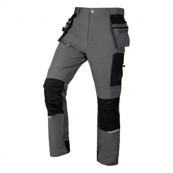 NEO TOOLS Mix&Match 4-vejs stretch-arbejdsbukser med Cordura-forstærkning, grå-sort, XXL
