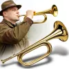 V-TONE VHT 1 Bb signaltrompet fanfare – messing med klarlak, ventilløs, 120 mm lydstykke, mundstykke inkluderet