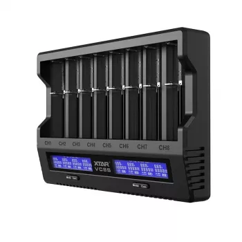 XTAR VC8S USB-C SET batterilader, 3,7V/1,2V