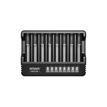 XTAR MX8 USB-C Li-Ion/Ni-MH batterioplader, 3,7V/1,5V/1,2V