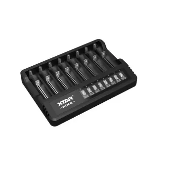 XTAR MX8 USB-C Li-Ion/Ni-MH batterioplader, 3,7V/1,5V/1,2V
