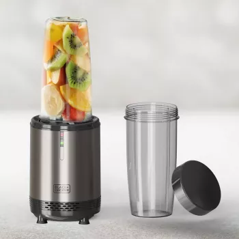 BLACK+DECKER ES9120160B personlig blender 1000W med 2x 600 ml Tritan-flasker og rejselåg