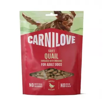 CARNILOVE Hund SOFT snack vagtel med oregano 200 g - Kornfri bløde godbidder til voksne hunde