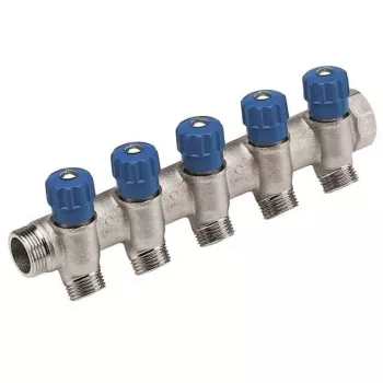 Caleffi 5R Series termostatisk blandingsventil 3/4 inch NPT indgang x 1/2 inch NPT udgang, blyfri messing, ASSE 1017