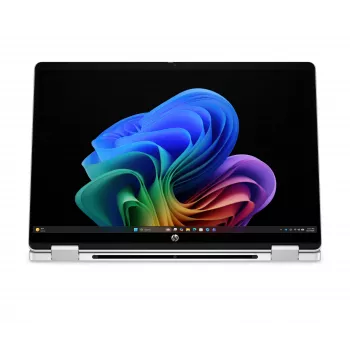 HP OmniBook 5 Flip NG AI 14-km0001nnx - Ultra 7 355, 32GB LPDDR5X 7467 on-board, 512GB, Touch/14,0 2K (1920x1200) OLED, Glacier Silver DF+ AI-logo - 5MP IR TNR, uden 65W AC-adapter, Win 11 Home, 1 år
