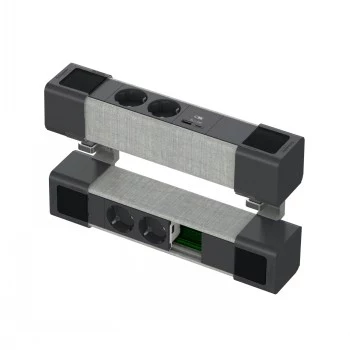 SCHNEIDER ELECTRIC UNICA SYSTEM+ BORDENHED 4XSCHUKO+USBA/C+RJ OPT, ANTR/GRÅ