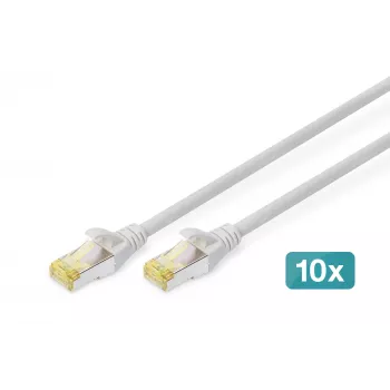 DIGITUS CAT6A S/FTP patchkabel, 0,5 m, grå, 10-pak
