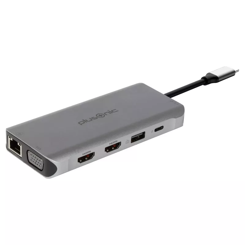 PLUSONIC USB-C dockingadapter 8in1 - Space Gray
