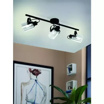 BERREGAS 3-flammet E27 loft- og væglampe, sort/krom, 220-240V, IP20, indendørs