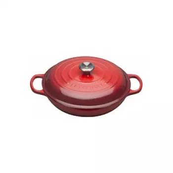 Le Creuset Signature støbejerns-bradepande flad 30 cm Kirsebærrød