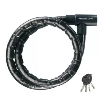Master Lock nøglebetjent armeret kabellås 22mm 8115EURDPS sort 1,2m