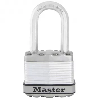 Master Lock Laminated Padlock M1EURDLFCC with Corrosion Protection, Boron Carbide Shackle, 8 mm Diameter, 48 mm Body Width, Keyed Different, 2 Keys, Weatherproof, Security Rating 8/10