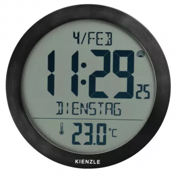 KIENZLE DCF radiostyret vægur med rumtemperaturvisning, sort