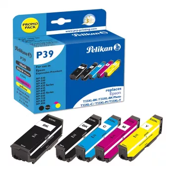 Pelikan P39 kompatibel blækpatron multipak 5-pak til Epson 33XL (sort, cyan, magenta, gul, foto sort)