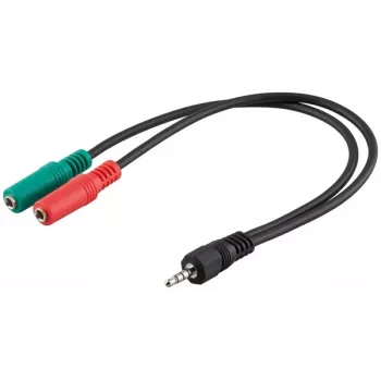 Goobay 3,5 mm jackadapterkabel, 4-polet TRRS-stik til 3-polet TRS-bøsning, 15 cm, sort