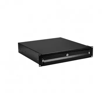 EFB-Elektronik 19 inch 2U tastatur-/dokumentskuffe, aflåselig, RAL 9005 (dybsort)