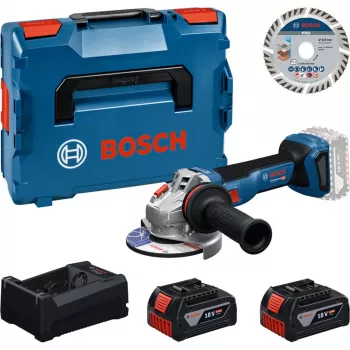 BOSCH Professional akku-vinkelsliber-sæt 18V 2x5,0Ah med skæreskive 125mm i L-BOXX