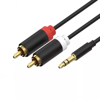 ShiverPeaks audio 3,5mm jack til 2x RCA stereo-audiokabel 1,5m forgyldt sort